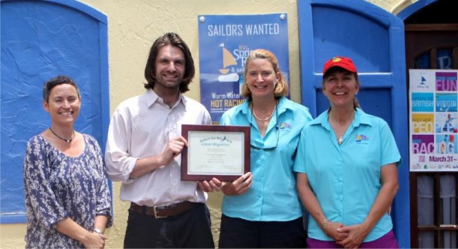 Pictured (L-R): Charlotte McDevitt, Green VI; Tyson Bottenus, Sailors for the Sea; Judy Petz, Regatta Director; Anne Poor, Regatta Coordinator