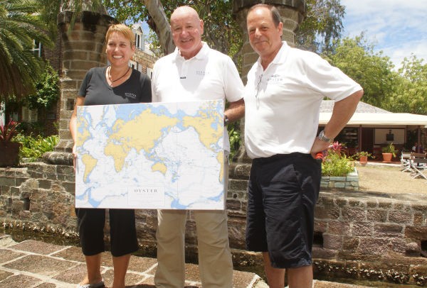 Oyster World Rally Event Manager, Debbie Johnson, Technical Support Manager, Eddie Scougall and Oyster Group CEO, David Tydeman