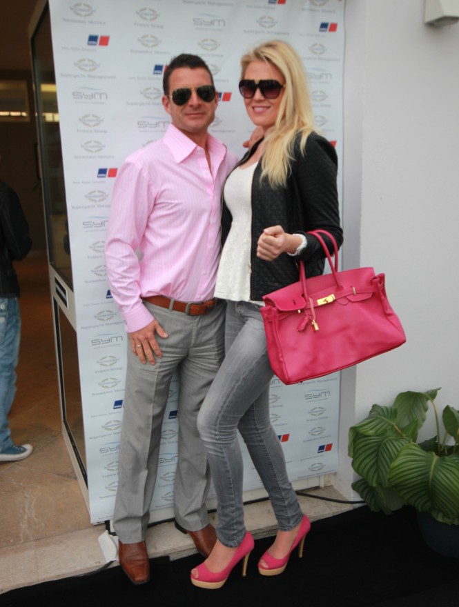 Paul Drissell and Hanna Vallberg of Sunseeker 28 Metre “HIGH ENERGY” picutred at the Sunseeker Captains Party