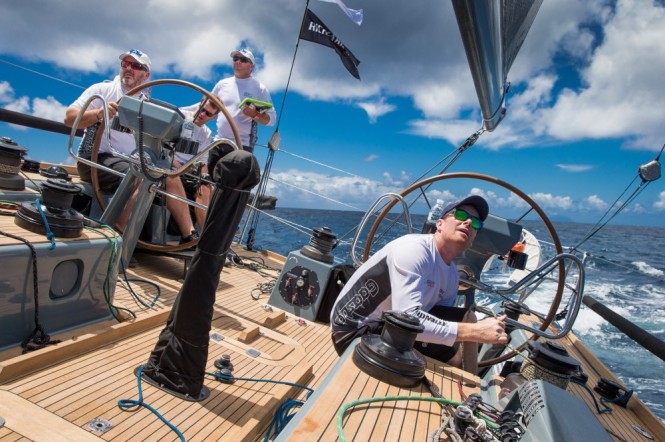 Peter Harrison driving "Jolt 2" at Les Voiles de St. Barth
