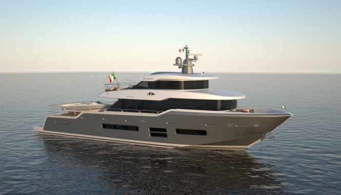 Rendering of Oceanic 90' motor yacht hull #1