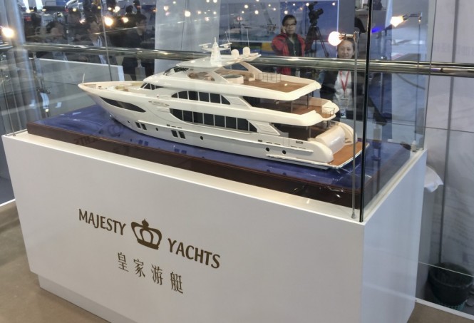 Superyacht Majesty 135 scale model on display at the event