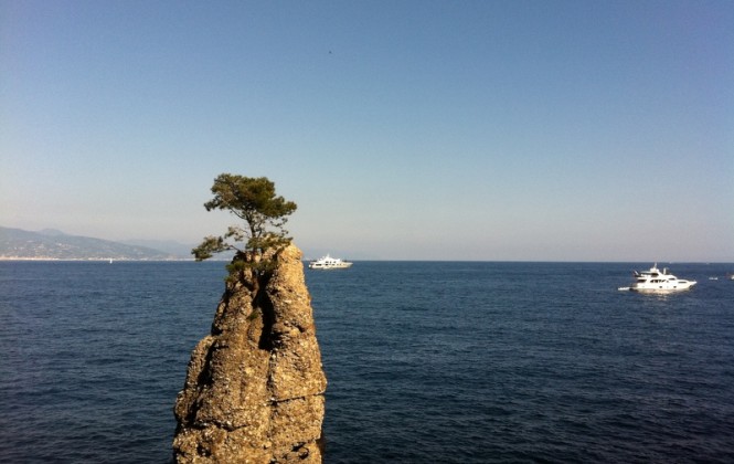 Superyachts at anchor