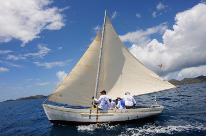 The Tortola Sloop, Sea Moon races on Heritage Day at the BVI Spring Regatta & Sailing Festival Credit: ToddvanSickle/BVI Spring Regatta