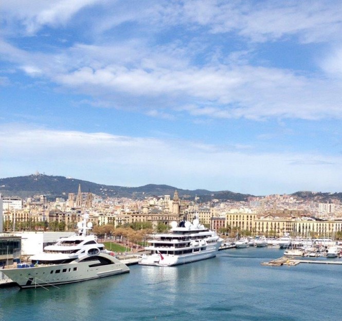 Two Lürssen Superyachts at Marina Port Vell - April 5 2014