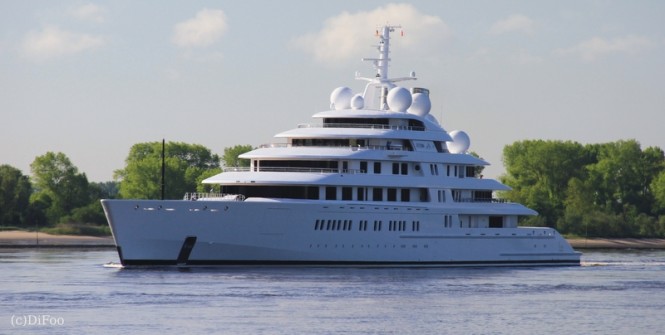 180m Lurssen mega yacht AZZAM - Image credit to DiFoo