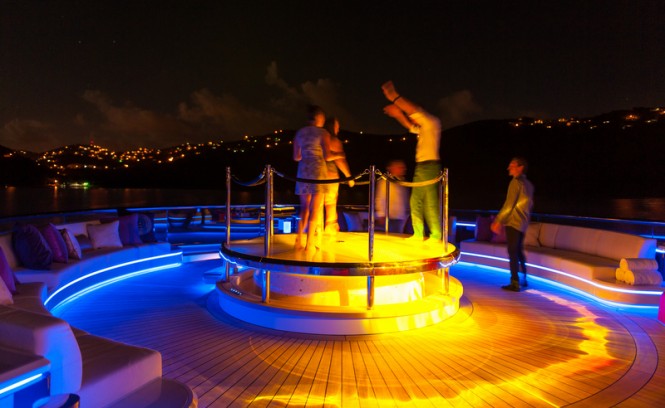 FEEBE Pool Top installed on the 85m Lurssen mega yacht SOLANDGE - Image credit to Klaus Jordan