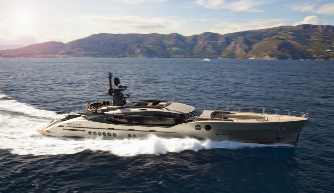 Rendering of Palmer Johnson PJ170 Superyacht at full speed