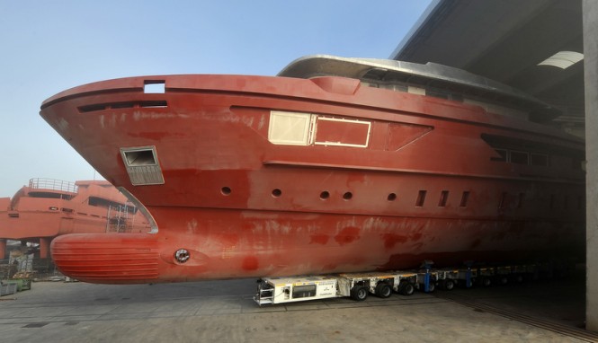 Sanlorenzo expedition yacht 46Exp-115 (hull 1) leaves her shed