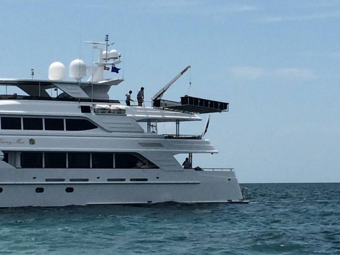 Tiger shark tagging expedition researchers and crew aboard superyacht Penny Mae