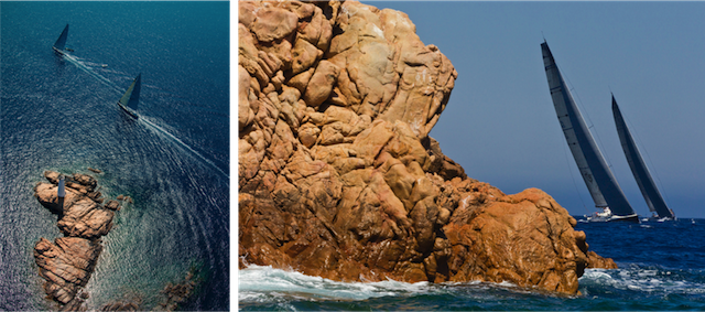 Porto Cervo's distinctive coastline provides an interesting an challenging race course for the fleet