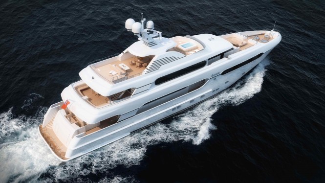 Rendering of the new Sunrise 45m superyacht Sunset (hull 182)