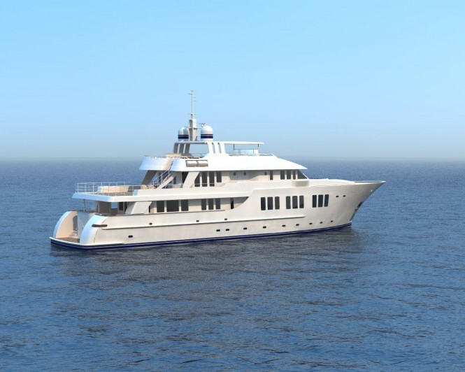 135ft JFA luxury yacht - aft view