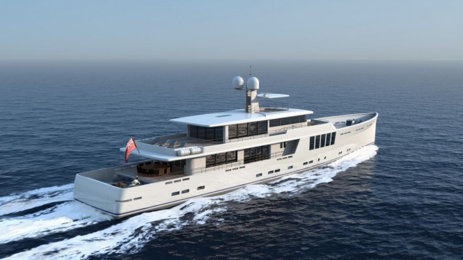 164' JFA explorer yacht project - aft view