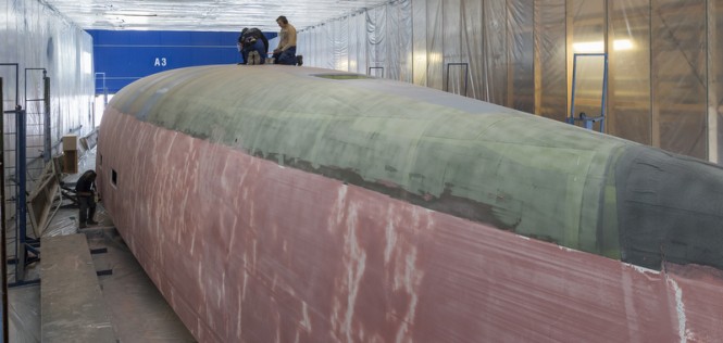 Hull of super yacht Swan 115-001