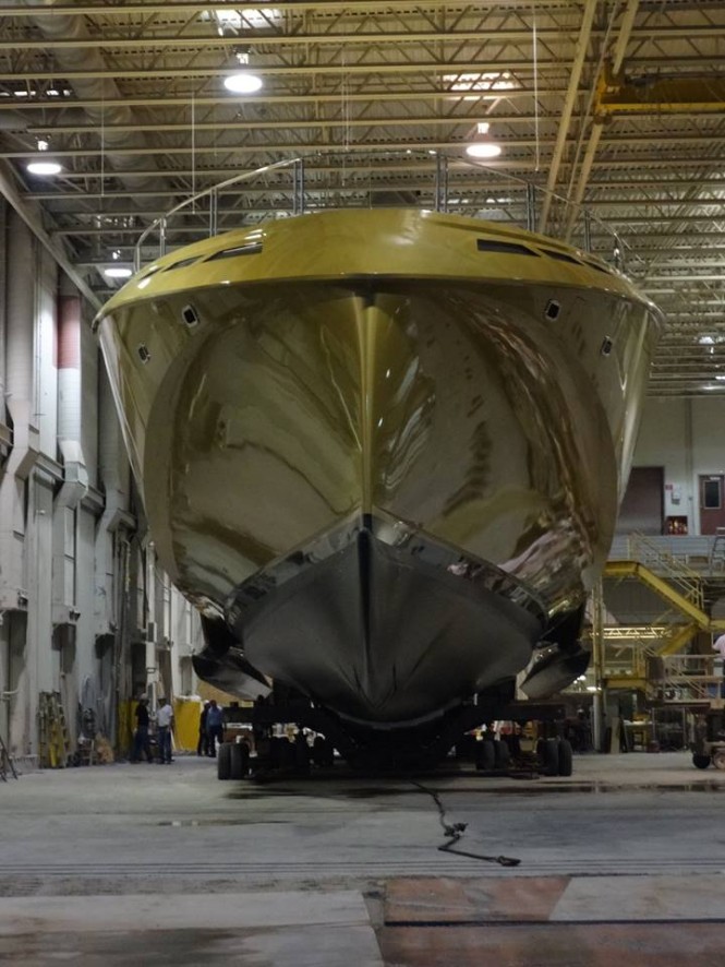 New Palmer Johnson 48M SuperSport superyacht leaving her shed