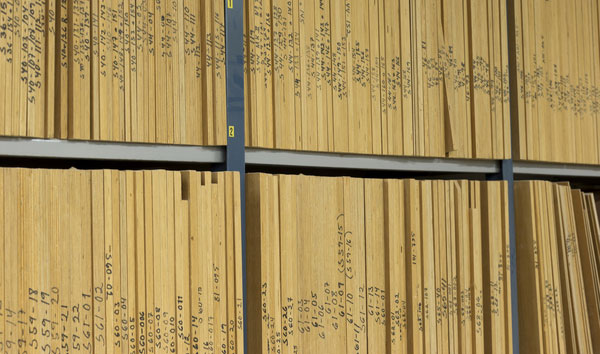 The extensive and very precious "Teak Library" at Nautor's Swan joinery in Kronoby, Finland. This is where all the teak samples from all the Swan yachts ever produced are saved and archived.