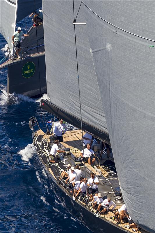 Superyachts Y3K and HAMILTON during the windward-leeward races in Porto Cervo - Photo by Rolex Carlo Borlenghi