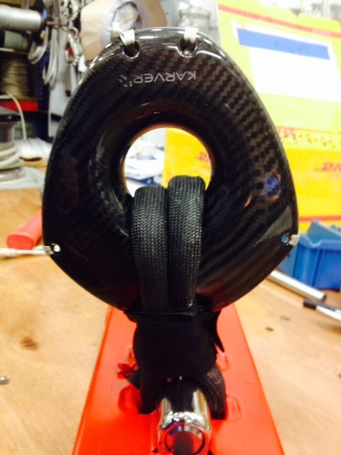 A custom made Karver Sailing block for luxury yacht Baltic 116 Custom