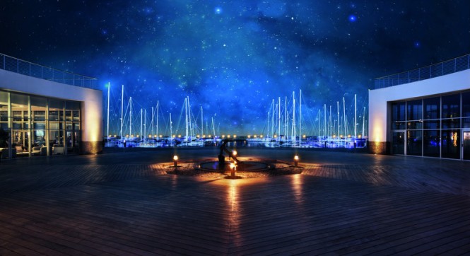 The night piazza view at Karpaz Gate Marina