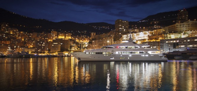 BLUSH Yacht by night