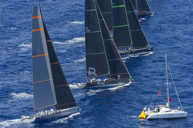 Mini Maxi Rolex World Championship approaching the starting line - Photo by Rolex Carlo Borlenghi