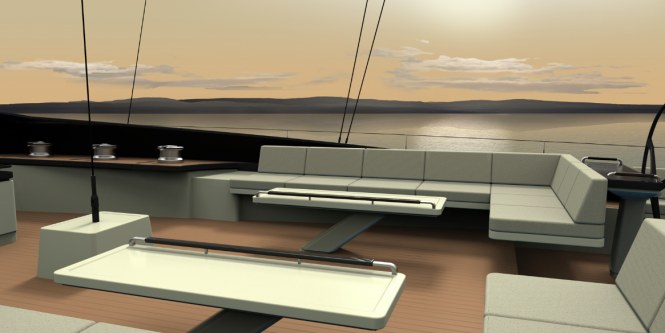 SAMURAI yacht - Huisfit - ext rendering by Rhoades Young Design