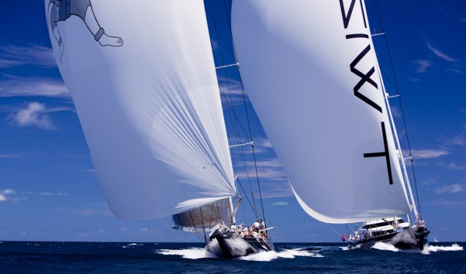Royal Huisman superyacht Twizzle and Hanuman yacht sailing the Caribbean Superyacht Regatta and Rendezvous - Photo credit to Cory Silken
