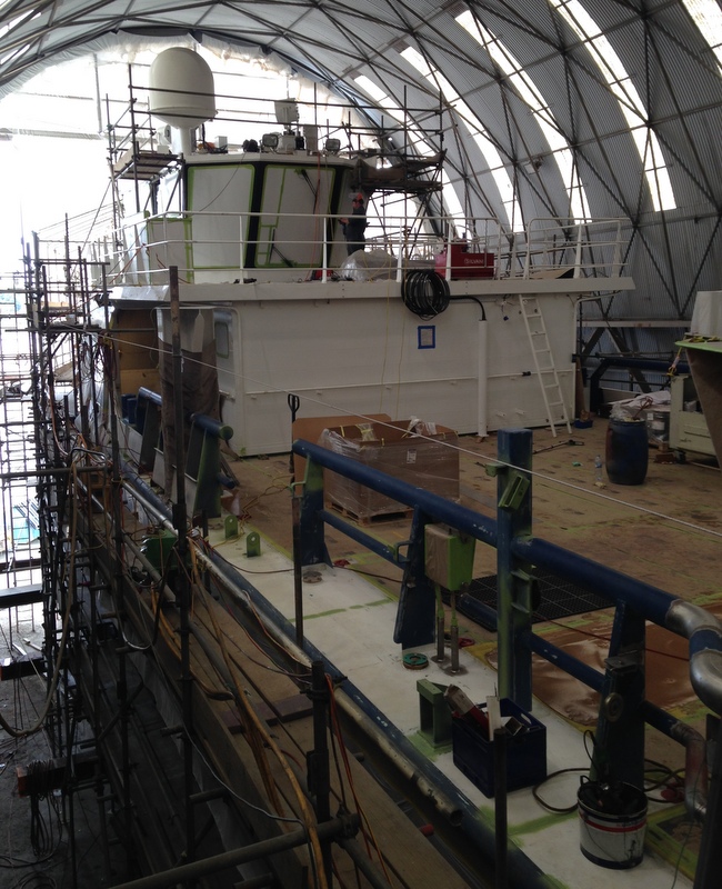 51m Damen Sea Axe support yacht Umbria under refit