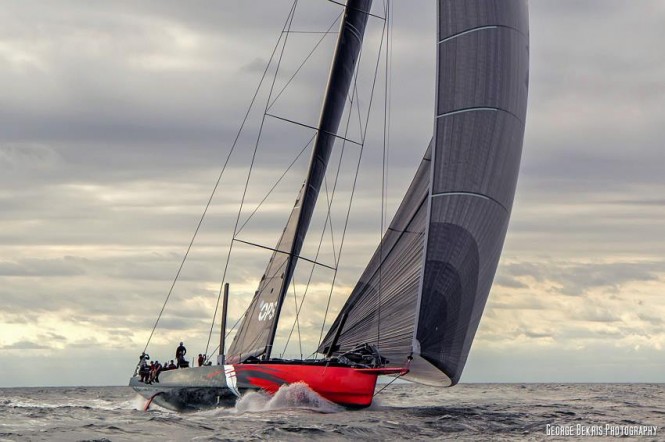 Hodgdon Yacht Comanche under sea trials - Photo by George Bekris via Scuttlebut Sailing News