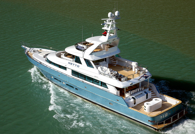 Luxury motor yacht NETTO - aft view - Photo by Neil Rabinowitz