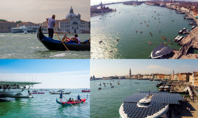 PlanetSolar cruising the waters of Venezia in Italy