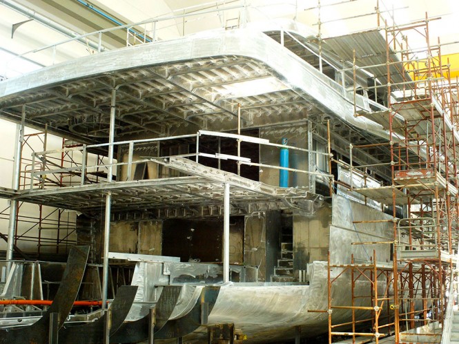 Super yacht WIDER 150 under construction