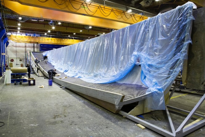 Swan 115-003 yacht hull lamination; hull laid up with pre-preg carbon fiber © Nautor's Swan and Karolina Isaksson Bildbolager Du&Vi