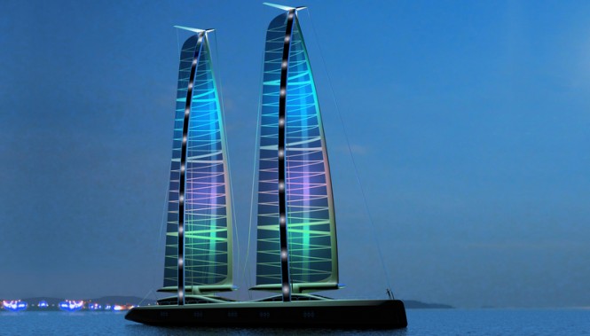 57m superyacht Green Jet project by night