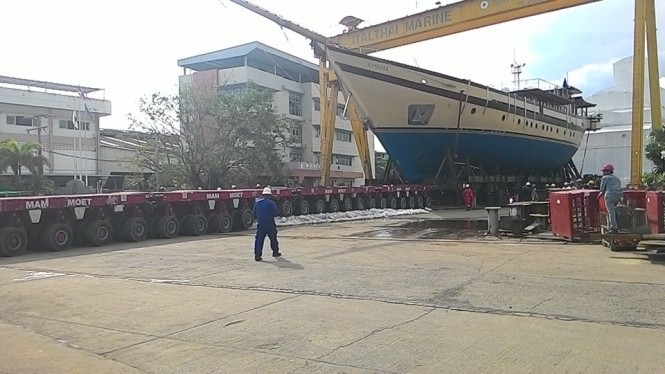 Launch of super yacht LAMIMA - Image credit to Italthai Marine Limited