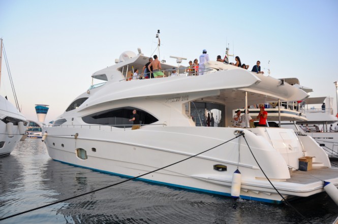 Luxury yacht Majesty 101 at the 2014 Formula 1 Etihad Airways Abu Dhabi Grand Prix