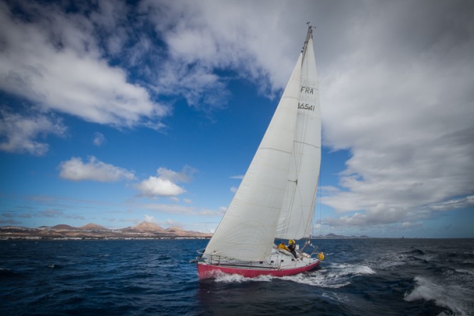 Denis Villotte's JNP 12 Biquille yacht Sérénade at the start of the RORC Transatlantic Race © Puerto Calero James Mitchell