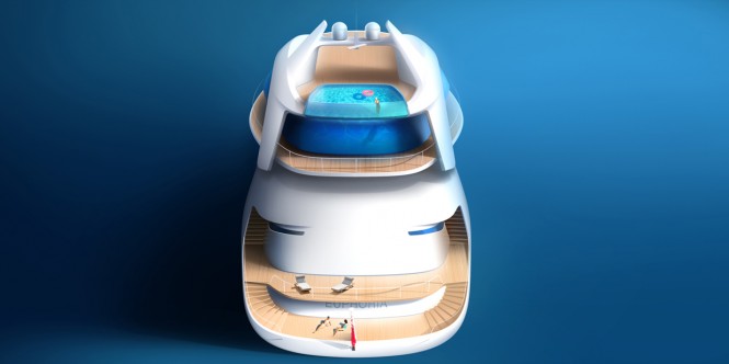 Luxury yacht Euphoria concept - aft view