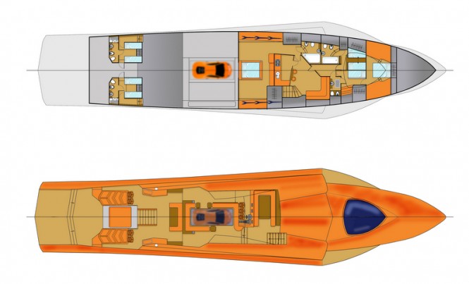 Motor yacht F1215 concept - Layout
