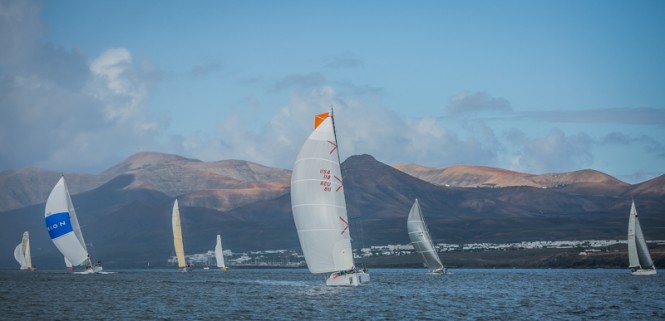 Next stop Grenada - RORC Transatlantic Race fleet with the dramatic Lanzarote landscape in the background - Image by RORC James Mitchell