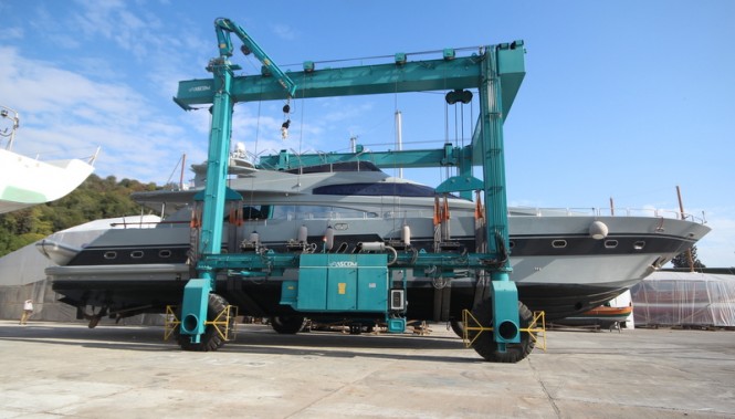 31m Bilgin motor yacht April at KRM Yacht - Hauling