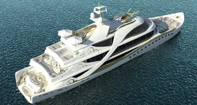 Luxury yacht LA BELLE from above