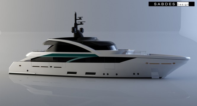 SLeek 39m superyacht design - side view