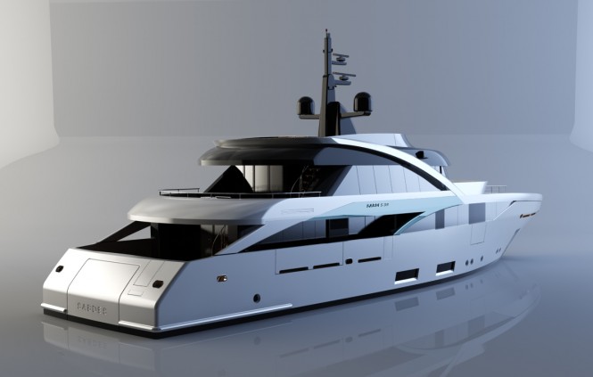 Superyacht SLeek 39m design - aft view