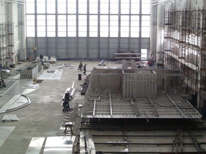 62m mega yacht FR031 taking shape at Rossinavi in Italy - Image credit to Rossinavi