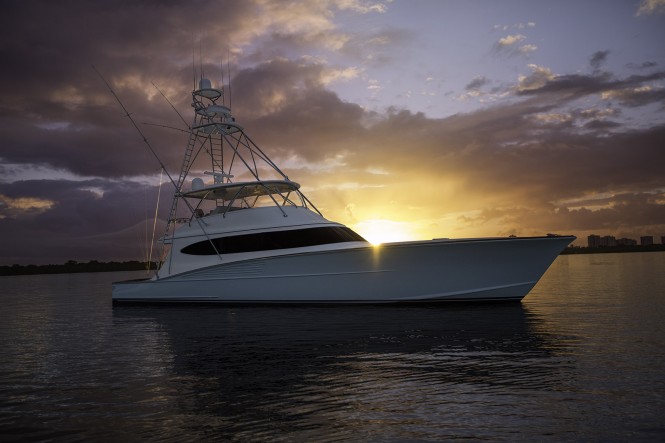 Bayliss B18 motor yacht Clean Sweep at sunrise