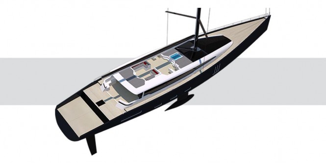 Luxury yacht Affinity concept from above