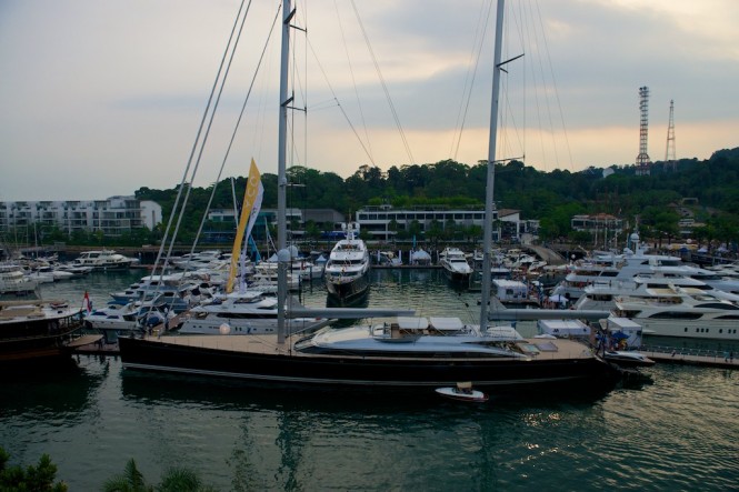 Luxury yachts on display at the 2014 Singapore Yacht Show