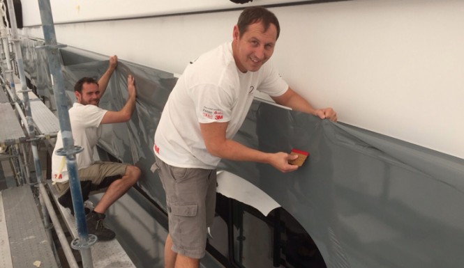 Works on mega yacht Aviva